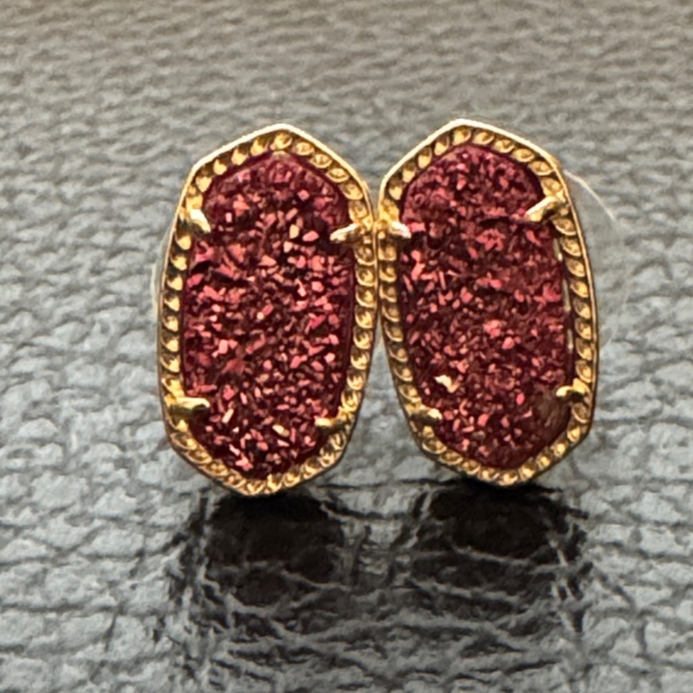 Kendra Scott Gold and Deep Pink Earrings